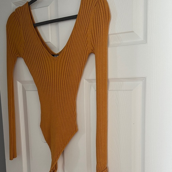 Hera Collection Tops - Hera Collection Golden Ribbed Bodysuit